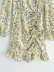 V-neck slim drawstring pleated floral dress Nihaostyles wholesale clothing vendor NSAM75462