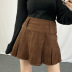 corduroy high waist thin solid color pleated skirts Nihaostyles wholesale clothing vendor NSSSN75481