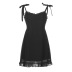Black Ruffled Lace Sling Dress NSSSN75484