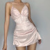 Women s Pattern Jacquard Drawstring Halter Neck Dress nihaostyles clothing wholesale NSSSN75504