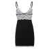 women s black and white chest lace sexy V-neck suspender dress nihaostyles clothing wholesale NSSSN75506
