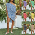 women s Polka Dot Print Oblique Collar Short Sleeve Loose Dress nihaostyles clothing wholesale NSKX75523