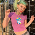 new hedging pink round neck cartoon printing cropped short-sleeved shirt Nihaostyles wholesale clothing vendor NSSSN75551