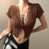 lace edge stitching breasted deep V self-cultivation crop top Nihaostyles wholesale clothing vendor NSSSN75556