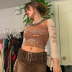 retro net yarn printing stitching T-shirt skirt set Nihaostyles wholesale clothing vendor NSSSN75559