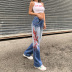 gradient contrast flame printed Jeans Nihaostyles wholesale clothing vendor NSSSN75584