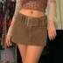 Retro High-Waist Corduroy Short Skirt With Belt NSSSN75585