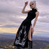 High-Neck Printed Long Sleeveless Dress NSSSN75593