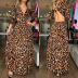 Leopard Print Cut Out Long Sleeve Slim Dress NSHHF75788
