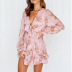 Lace-Up Ruffled V-Neck Waist Dress NSHHF75799