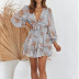 Lace-Up Ruffled V-Neck Waist Dress NSHHF75799