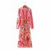 rose red wave pattern super long dress Nihaostyles wholesale clothing vendor NSAM75841