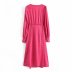V-neck jacquard waist long-sleeved dress Nihaostyles wholesale clothing vendor NSAM75846