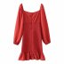 solid color frill trim dress Nihaostyles wholesale clothing vendor NSAM75881