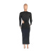 women s Round Neck Hollow Dress nihaostyles clothing wholesale NSMNS75936