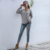 new solid color pullover long-sleeved V-neck lace sweater Nihaostyles wholesale clothing vendor NSDMB75939
