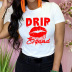 Creative red lips English printing short-sleeved T-shirt nihaostyles clothing wholesale NSYAY76962