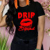 Creative red lips English printing short-sleeved T-shirt nihaostyles clothing wholesale NSYAY76962