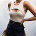  I-shaped round neck slim stitching hollow jumpsuit Nihaostyles wholesale clothing vendor NSYBN75997
