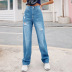 Loose High Waist Mopping Hole Denim Trousers Nihaostyles wholesale clothing vendor NSJM76008