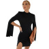 vestido corto de color puro dividido irregular para mujer nihaostyles ropa al por mayor NSJM76022