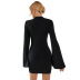 women s irregular split pure color short dress nihaostyles clothing wholesale NSJM76022
