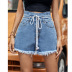 Women s Loose High Waist Wide Legs Frayed Denim Shorts nihaostyles clothing wholesale NSJM76026