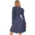 women s print V-neck waist slimming mid-length dress nihaostyles clothing wholesale NSJM76030