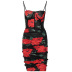 women s printed pleated slim sling dress nihaostyles clothing wholesale NSLJ76074