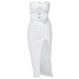 Slim Sleeveless Hollow Folds Split Dress NSLJ76087