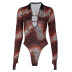 women s printing V-neck long-sleeved jumpsuit nihaostyles clothing wholesale NSLJ76107