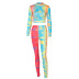 women s tie-dye printing high-waist yoga suit nihaostyles clothing wholesale NSLJ76114