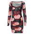 women s rose flower long-sleeved dress nihaostyles clothing wholesale NSLJ76152