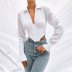 women s long-sleeved lapel slim T-shirt nihaostyles clothing wholesale NSSS76231