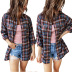 women s houndstooth plaid long-sleeved shirt nihaostyles clothing wholesale NSKL76266