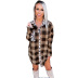 women s houndstooth leopard print check long-sleeved shirt nihaostyles clothing wholesale NSKL76275