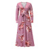 women s V-neck long-sleeved floral knitted dress nihaostyles clothing wholesale NSHYG76282