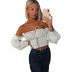 one-shoulder long-sleeved single-breasted slim waist top wholesale Nihaostyles clothing vendor NSXPF71557
