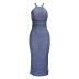 halter strap sleeveless slim long dress wholesale Nihaostyles clothing vendor NSXPF71558