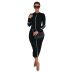 contrast color long-sleeved slim mid-length dress wholesale Nihaostyles clothing vendor NSXPF71574