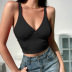 Pure color V-neck short small sling top wholesale clothing vendor Nihaostyles NSXPF71592