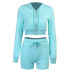 Basic hooded zipper cardigan shorts sweatshirt set wholesale clothing vendor Nihaostyles NSXPF71594
