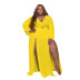 women s Pure Color Drawstring Adjustable V-Neck Split Dress nihaostyles clothing wholesale NSXPF71627