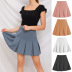 Elastic High Waist Pleated Solid Color Wild Pleated Skirt NSLDY76306