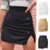 Slim A-Line Short High Waist Button Split Solid Color Skirt NSLDY76322
