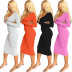 direct pit strip solid color deep V backless dress Nihaostyles wholesale clothing vendor NSOJS76417
