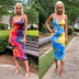 Sexy Sling Printed Tie-Dye Halter Dress Nihaostyles wholesale clothing vendor NSOJS76425