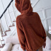brown coat hooded zipper loose woolen coat Nihaostyles wholesale clothing vendor NSDF76439