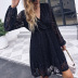 black high-waist long-sleeved dress Nihaostyles wholesale clothing vendor NSDF76448