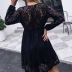black high-waist long-sleeved dress Nihaostyles wholesale clothing vendor NSDF76448